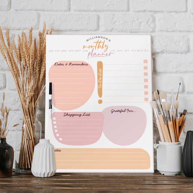 Fun Modern Personalized Monthly Organizing Planner Dry Erase Board (Fun Modern Personalized Monthly Organizing Planner Dry Erase Board)