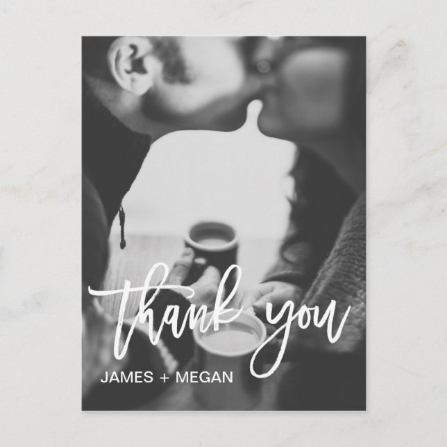 Fun modern Photo Wedding/ Engagement Thank You Postcard (Front)