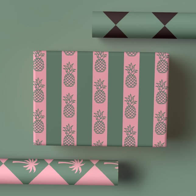 Fun Modern Preppy Tropical Pink & Green Palm  Wrapping Paper Sheets (Creator Uploaded)