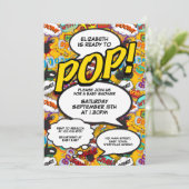 Fun Modern Ready to Pop Baby Shower Comic Photo Invitation (Standing Front)
