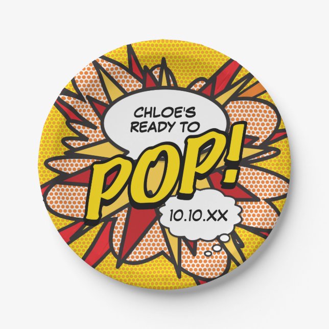 Fun Modern Ready to POP Baby Shower Paper Plates (Front)
