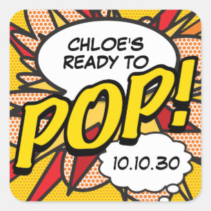 Fun Modern Ready to POP Baby Shower Square Sticker