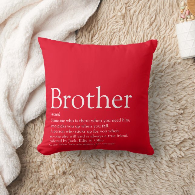 Fun Modern Red Cool Best Brother Ever Definition  Throw Pillow (Blanket)