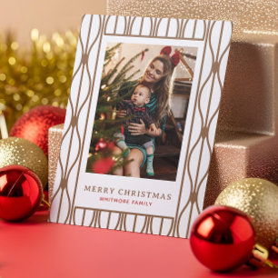 Fun Modern Retro Ornament Pattern Photo Christmas Letterpress Photo Cards