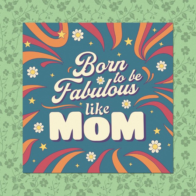 Fun Modern Retro Psychedelic Mom Quote Typography Poster (Creator Uploaded)