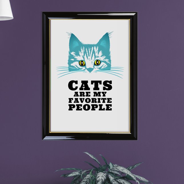 Fun Modern Sarcastic Turquoise Cat Black Bold Typo Poster (Creator Uploaded)