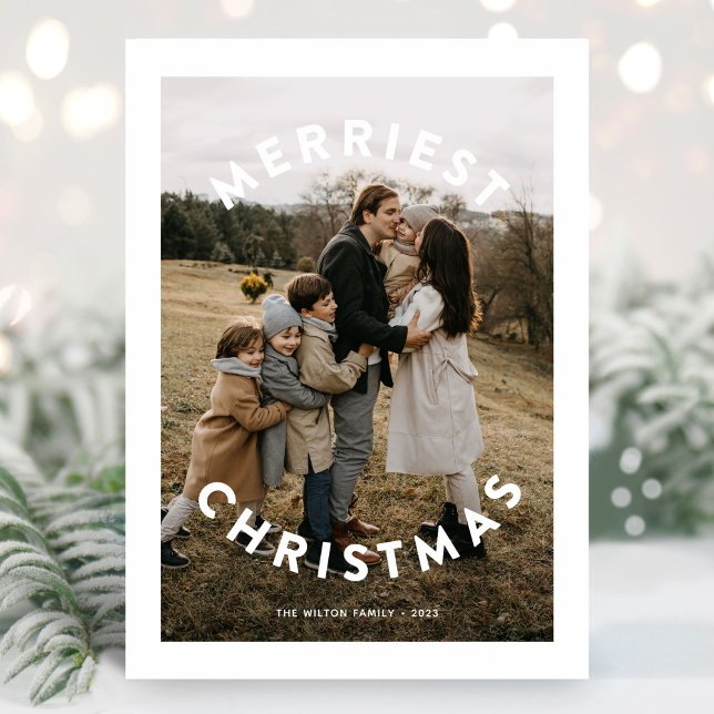 Fun Modern Simple Circle Type 3 Photo Christmas Holiday Card (Creator Uploaded)
