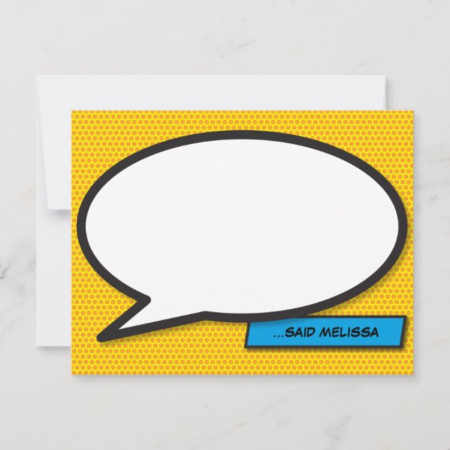 Fun Modern Speech Bubble Personalized Note Card (Front)