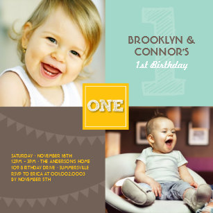 twins 1st birthday invitations zazzle
