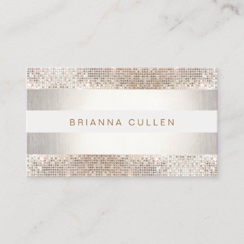 Fun Modern Stripes Silver Sequin Business Card