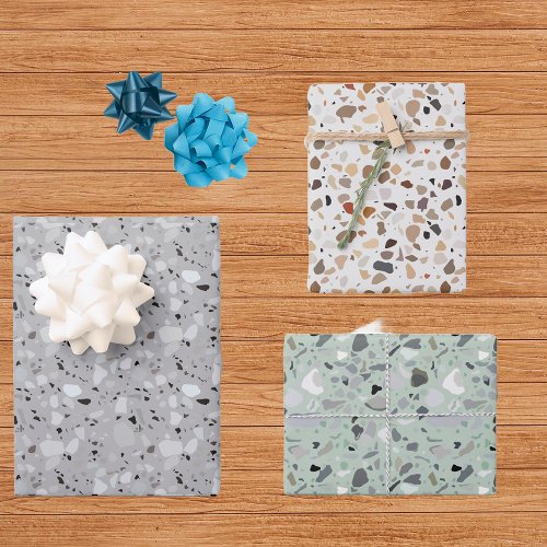 Fun Modern Terrazzo Stone look Art Deco Wrapping Paper Sheets