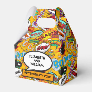 Fun Modern Trendy Comic Book Wedding Favor Boxes