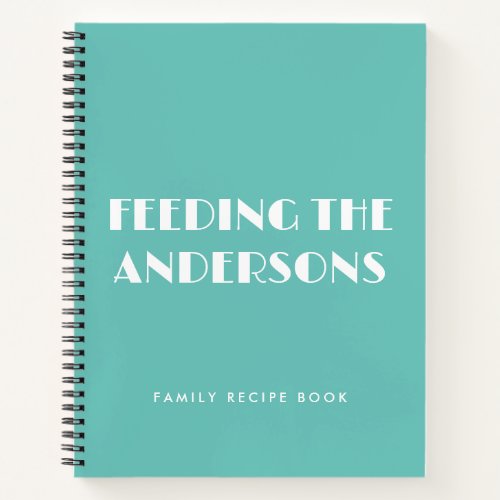 Fun Modern Turquoise Family Recipe Book