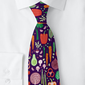 Fun Modern Vegetable Pattern Neck Tie