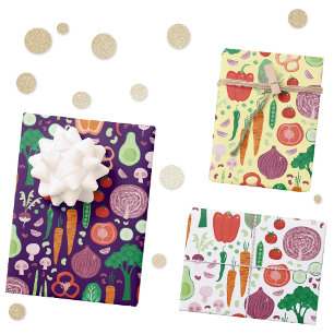 Fun Modern Vegetable Pattern Wrapping Paper Sheets