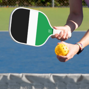Fun Modern Wide Black White Kelly Green Stripes Carbon Fiber Pickleball Paddle