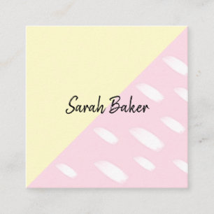 Fun Modern Yellow Pink with Watercolor Dots Square Business Card