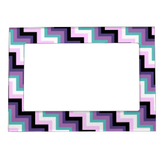 Fun Modern Zig Zag Pink Purple Aqua Chevron Magnetic Photo Frame