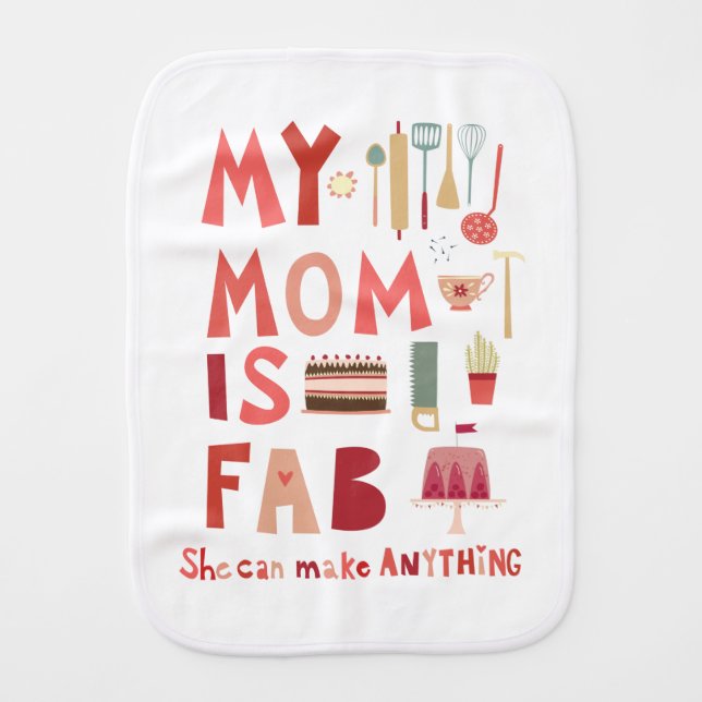 Fun Mom Baby Burp Cloth (Front)