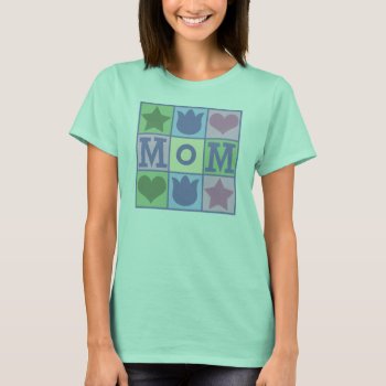 Fun Mom Quilt Squares Pink Ringer T-shirt by koncepts at Zazzle