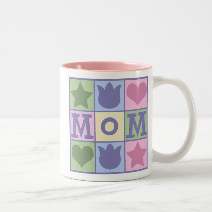 Fun Mom Quilt Squares Pink Two Tone Mug