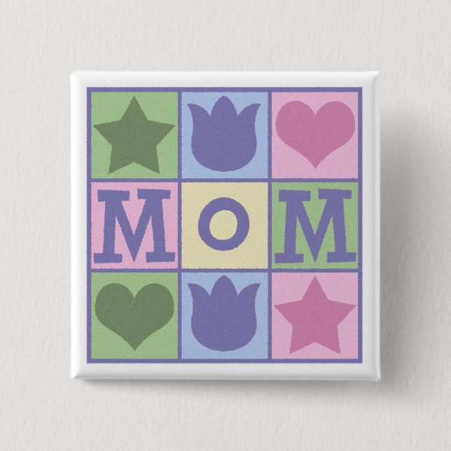 Fun Mom Quilt Squares Square Button (Front)