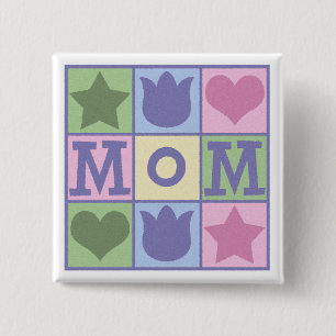 Fun Mom Quilt Squares Square Button