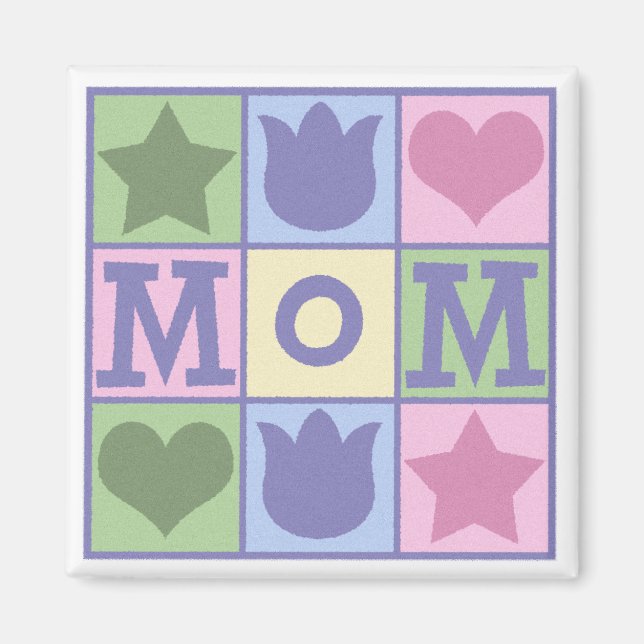 Fun Mom Quilt Squares Square Magnet (Front)