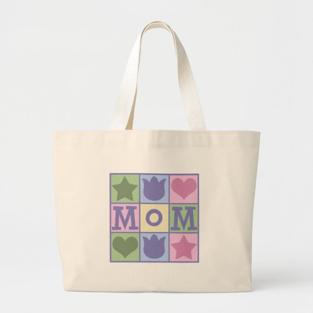 Fun Mom Quilt Squares Tote Bag (Front)