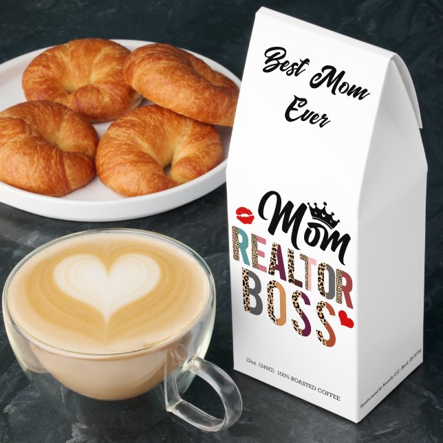Fun Mom Realtor Boss Leopard Real Estate Agent Roasted Coffee (Breakfast)