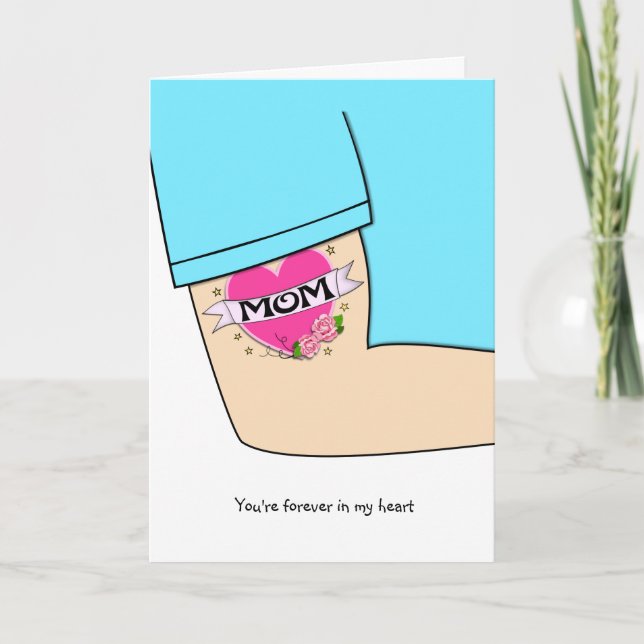 Fun Mom Tattoo Happy Birthday Greeting Card (Front)