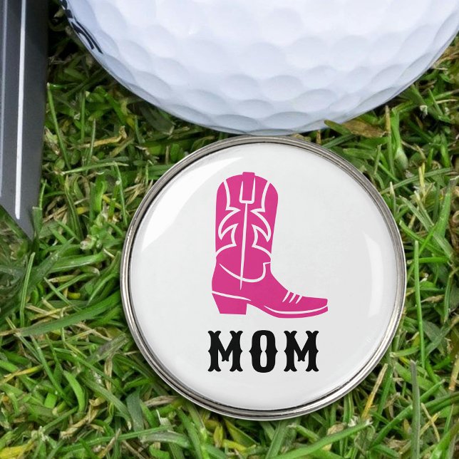 Fun Mom Western Cowgirl Boot Rustic Pink Set Golf Ball Marker (Creator Uploaded)