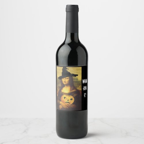 Fun Mona Lisa witch Who Am I game Wine Labels