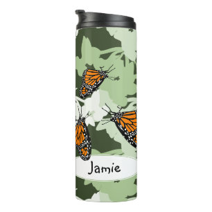 Fun Monarch Butterflies Named Green Thermal Tumbler
