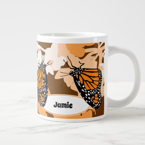 Fun Monarch Butterfly  Name Orange Giant Coffee Mug
