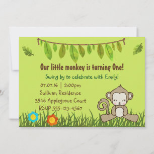 Fun Monkey Safari Design Birthday Invite