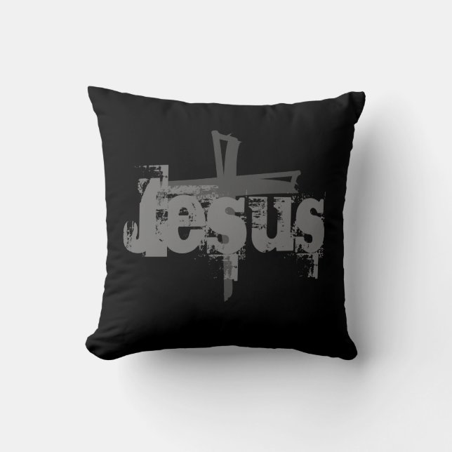 fun monochromatic JESUS CROSS | Throw Pillow (Front)