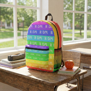 Fun Monogram Customizable Rainbow Stripes Printed Backpack
