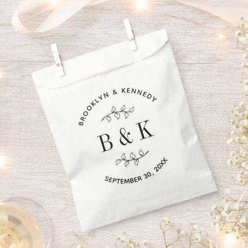 Fun Monogram Floral Botanical Wedding Couple Name Favor Bag