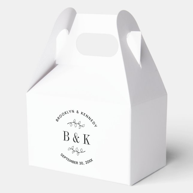 Fun Monogram Floral Botanical Wedding Couple Name Favor Boxes (Front)