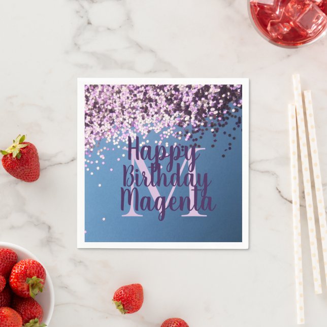 Fun Monogram Lavender Confetti Birthday  Napkins (Insitu)
