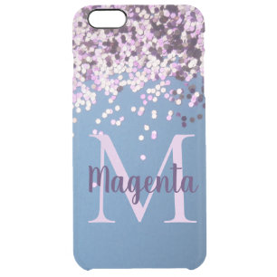 Fun Monogram Lavender Confetti on Blue       Clear iPhone 6 Plus Case