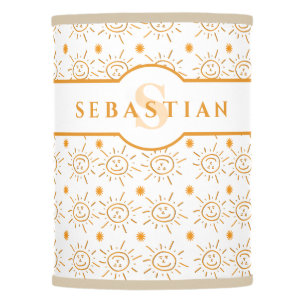 Fun Monogram Name Hand Drawn Sun Lamp Shade
