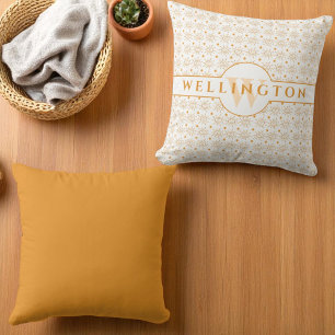 Fun Monogram Name  Hand Drawn Sun Throw Pillow