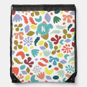 Fun Monogrammed Patterned Drawstring Bag