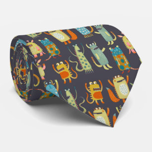 Fun Monster Halloween Pattern Neck Tie