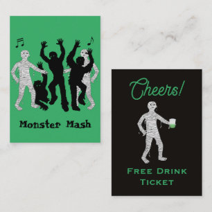 Fun Monster Mash Halloween Free Drink Ticket