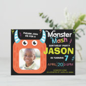 Fun Monster Mash Photo Birthday Party Invitation (Standing Front)