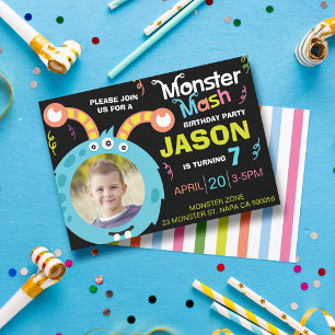 Fun Monster Mash Photo Birthday Party Invitation