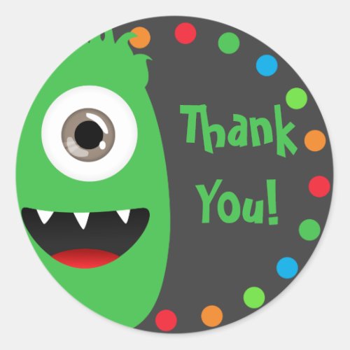 Fun Monster Thank You Stickers